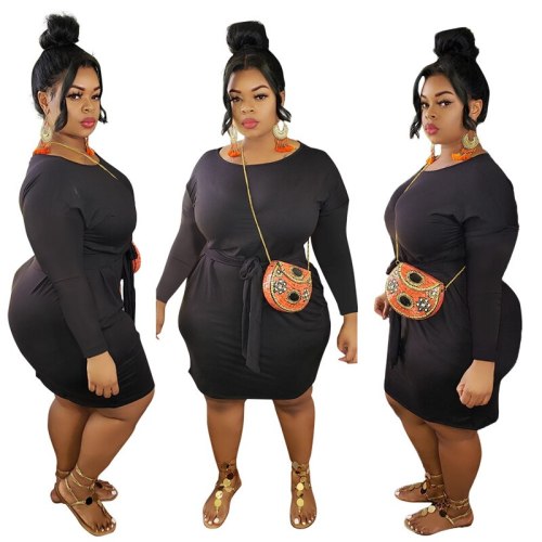 Autumn Womens Short Dresses Solid Color Long Sleeve High Waist Sexy Dresses Party Plus Size Women Dress Wholesale Dropshipping