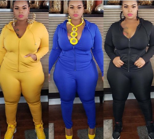 Plus Size Clothes XL-5XL Two Piece Set Women Zipper Up Top Leggings High Strech Fitness Outfitactive Wear Wholesale Dropshpping