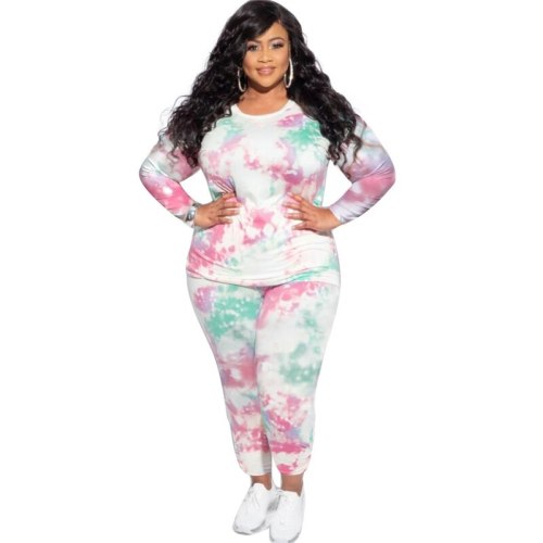 Wholesale Clothing Women Set Long Sleeve Two Piece Set Top and Pants Leggings Sets Casual Tie Dye Plus Size Outfits Dropshipping