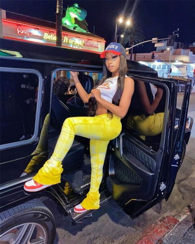 Tie Dye Elastic Stacked Pants Women Leggings High Waist Flare Bell Bottom Ruched Stack Trousers Draped Jogger Pants Sweatpants