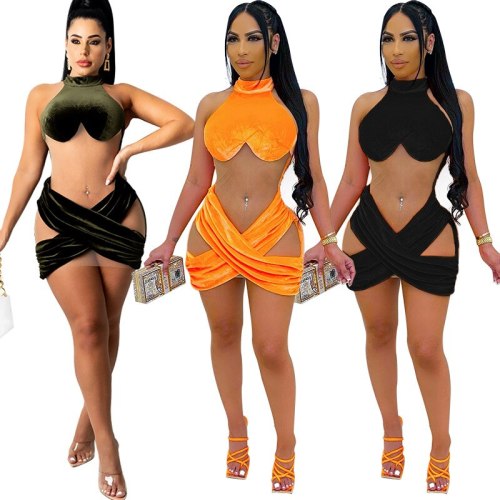 Elegant Velvet Summer Dress Sexy Sheer Mesh Patchwork Sleeveless Cross Bodycon Mini Club Party Dresses Women 2021 Plus Size 4XL