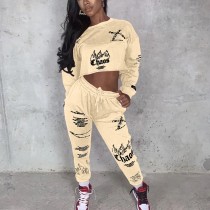 Festival Aesthetic Fall Tracksuit Two Piece Outfits Long Sleeve Crop Top + Sweatpants Lounge Wear Matching Sets Clothes