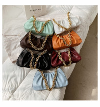 2021 Wholesale Hot Sale Metallic solid color simple lady single shoulder bag