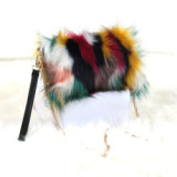 2021 New Plush Handbag Rainbow Fox Fur Women Bags