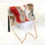 2021 New Plush Handbag Rainbow Fox Fur Women Bags