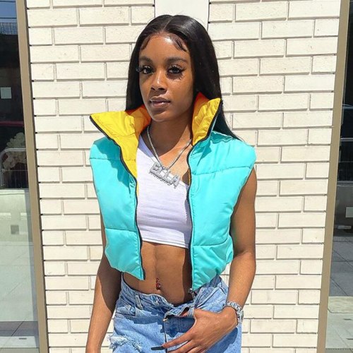 Fashion Puffer Bubble Jacket Vest Women Cotton Padded Zipper Up Coat Autumn Winter Reversible Body Warmer Casual Streetwear