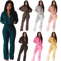 Autumn Tracksuit Women Two Piece Set Zipper Long Sleeve Jacket Top and Slim Flare Pants Sports Jogger Suit Female Casual Outfits
