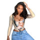 2021 Autumn Winter T Shirt Elegant Club Party Angel Print Women Corset Top Bustier Crops Bodycon Sexy Streetwear