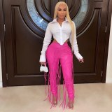 Sexy Faux Pu Leather Solid Pants Women Fashion High Waist Bandage Hip Hop Streetwear Nightclub Party Bodycon Skinny Leggings