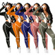 Sexy Bodycon 2 Piece Set Women O-Neck Skinny Striped Long Sleeve Autumn Fashion Elastic Hight Clubwear Slim Streetwear Outfit