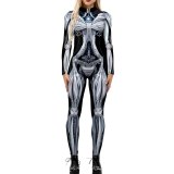 Long Sleeve Slim Body Suits For Women Halloween Costumes Jumpsuit Sexy Muscle Print  Rompers Combinaison Femme Womens Playsuit