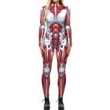 Long Sleeve Slim Body Suits For Women Halloween Costumes Jumpsuit Sexy Muscle Print  Rompers Combinaison Femme Womens Playsuit