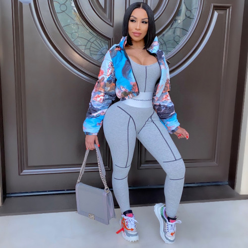 Angel Aesthetic Printed Fashion Bomber Jacket Winter Clothes Women Hooded Puffer Jacket Cropped Bubble Coat D30-FE56