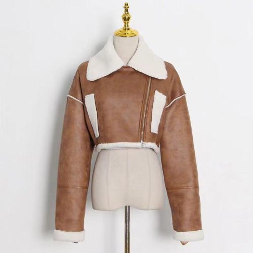 Wholesale New designe  winter coat lamb wool Fur women's lapel leather cat cotton clothing for ladies