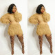 Winter Fashion Sweater Tassel Fluffy 2 Piece Set Women Ladies Sexy Outfits for Parties Club Wear Matching Sets D40BZ75