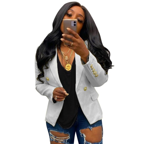 Women Coat Office Blazer Jacket Turn Down Collar V Full Sleeve Button Up Top Plus Size Women Office Lady Blazers and Jacket