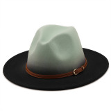 Fedora hat gradient color European and American gold chain top hat woolen top hat men and women trend felt hat jazz hat