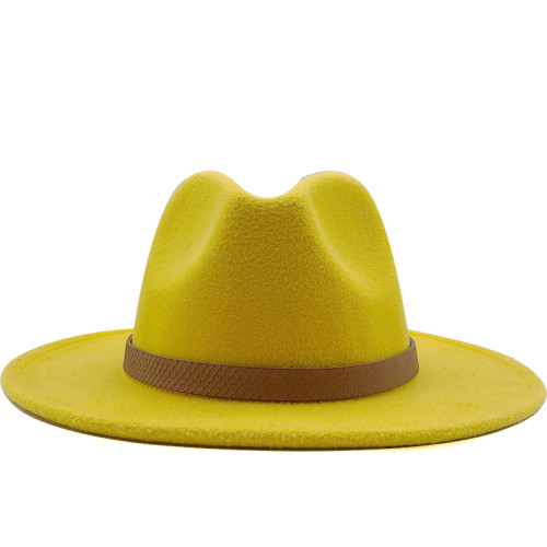 Women Wide Brim Wool Felt Jazz Fedora Hats Panama Style Ladies Trilby Gambler Hat Fashion Party Cowboy Sunshade Cap
