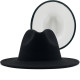 Black white Patchwork Women Unisex Panama Wool Felt Fedora Hats Ladies Wide Brim Party Trilby Cowboy Hat Fashion Jazz Cap