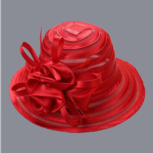 2021 Lace Summer Hat Women Kentucky Derby Wide Brim Sun Hat Wedding Church Sea Beach Hats for Women stripe Ladies Hat with Bow