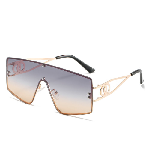 2021 New Fashion Shield Sunglasses Women Men High Quality PC Gradients Lens Alloy Metal Frame Brand Designer Trend Logo UV400