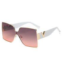 Oversized Vintage Square Sunglasses Women Fashion Luxury Brand Designer Siamese Metal Big Frame Gradient  Sun Glasses UV400
