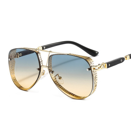 2021 New Hollow Pattern Oval Sunglasses Men Women Luxury Trend Brand Designer Metal Alloy Frame Gradients Lens conspicuous Pilot