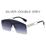 Oversized Punk Sunglasses Goggles Women Men Vintage Metal Rimless Fashion Luxury Brand Sun Glasses Shades Eyewear UV400