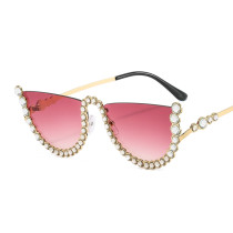 Fashion Half Round Sunglasses Women Rhinestones Glasses Retro Sunglass Luxury Designer Eyewear UV400 Sun Glass Gradient Shades