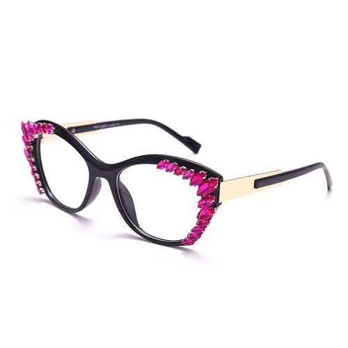 Diamond Cat Eye Optical Glasses Luxury Rhinestone Prescription Frames Women Transparent Glasses Spectacle Eyeglasses Frames Men