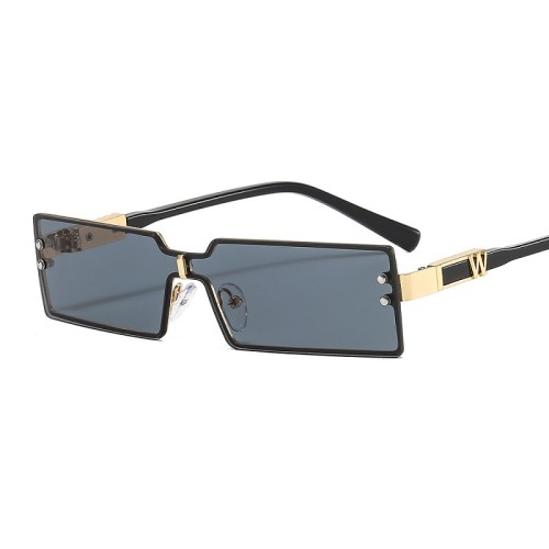 2021 New Fashion Rectangle Sunglasses Women Men Color Lens Alloy W Logo Frame Brand Designer Luxury Eye Protection Trend UV400