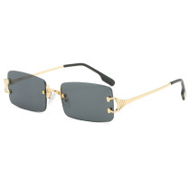 Fashion Rimless Sunglasses Women Rectangle Sunglass Vintage Men Luxury Brand Design Eyewear UV400 Gradient Ocean Lens Shades