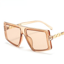 Fashion One Piece Sunglasses Women Oversized Glasses Retro Sunglass Female Chain Leopard Eyewear UV400 Sun Glass Gradient Shades