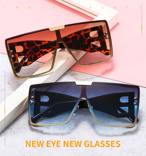 New Large Frame B Letters Sunglasses Women 2021 Luxury Brand Retro Square Metal Sun Glasses Men Fashion Gradient Shades Lady