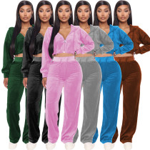 Casual Women Tracksuit Two Piece Set Hooded Zipper Jacket Coat And Long Wide Pants Sportsuit Clothes For Women Outfit