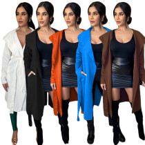 Casual Women Long Coat Hooded Bandage With Pocket Dresses Shirt Coat Full Sleeve Party Night Streetwear Clothes For Women Outfit