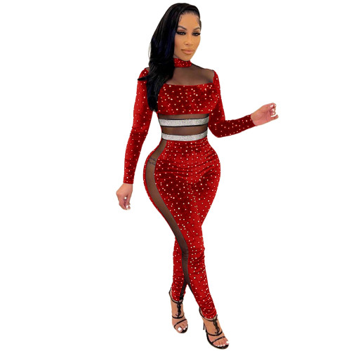 Casaul Women Jumpsuit Sheer Mesh Diamond See Through Party Night Clubwear Dresses For Women Overalls