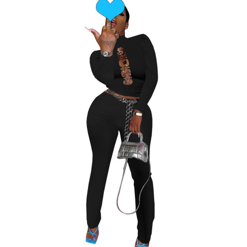 Casaul Women Hollow Out Tracksuit Two Piece Set Solid Color Sportsuit Matching Suit Clothes For Women Outfit