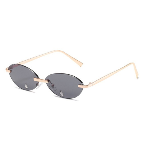 Retro Oval Sunglasses Rimless Lens Tears Ladies Glasses Fashion Round Men and Women Sunglasses 2021 Gift