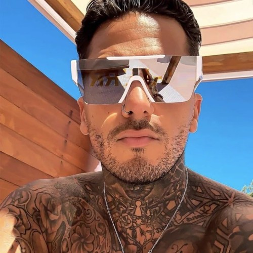 Rimless One Piece Square Sunglasses For Women Oversize Flat Sun Glasses Men Vintage White Silver Mirror Shades Ins Hot Eyewear