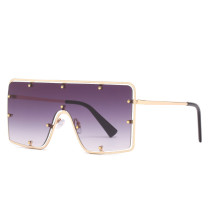 Vintage Square Oversized Sunglasses Women Men 2021 Luxury Brand Designer Travel Big Frame Rivet Sun Glasses Fashion Shades UV400