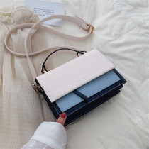 Contrast Color PU Leather Crossbody Bags For Women Simple Design Female Shoulder Handbag Ladies Small Square Purses and Handbags