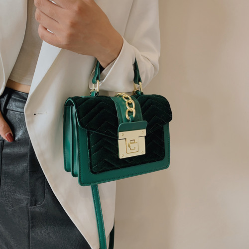 New Luxury Simple Small Golden Velvet Flap Crossbody Shoulder Bags 2022 Winter Fashion Casual Travel Handbags and Purses