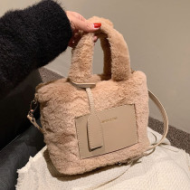 Small Faux Fur Bucket Crossbody Bag with Short Handle 2022 Winter New High-quality Women's Designer Handbag Shoulder Bags