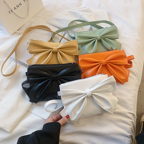 Women PU Handbags 2022 Summer New Fashion Small Fresh Bow Shoulder Crossbody Bag Fashion Messenger Mobile Phone Underarm Bag