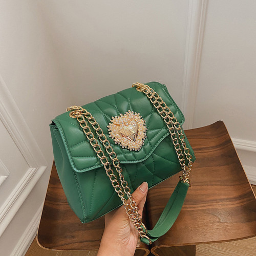European and American Retro Embroidery Thread Love Small Square Bag 2021 New Fashion Lady Luxury Chain Shoulder Messenger Bag