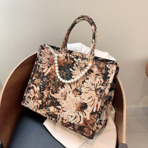 painting Flower Luxury Brand Large Canvas Tote 2022 Summer Trends Women's Designer Handbag High Capacity To Handle Shoulder Bags