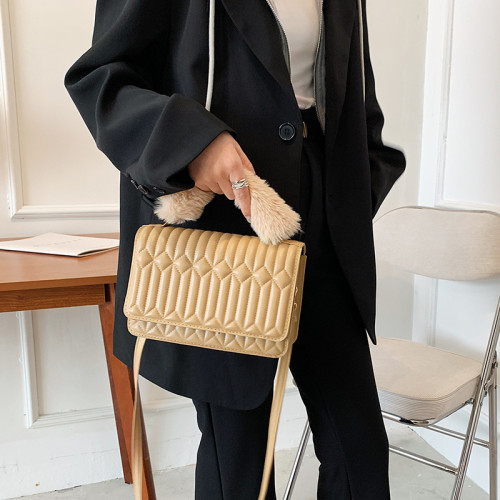 Fashion Female Bag Plush Small Square Bag Fold Messenger Crossbody Shoulder Bag Small Luxury Designer Lady Handbag