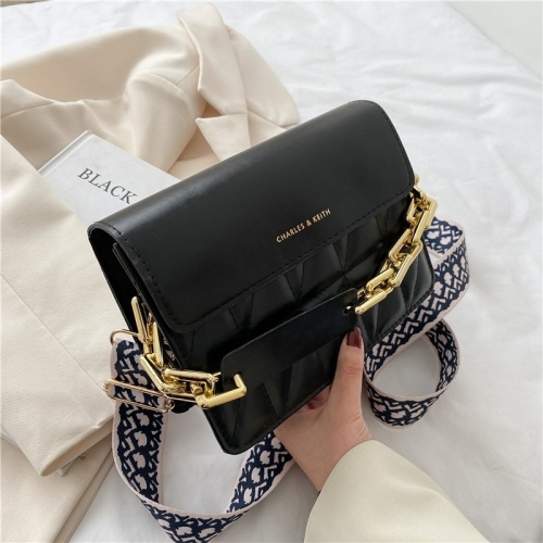 Embroidery Threads PU Leather Crossbody Bags For Women Diamond Lattice Wide Strap Shoulder Bag Chain Handle Purses and Handbags