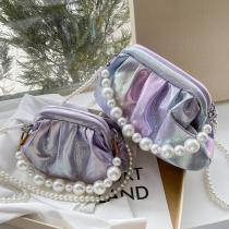 Gradient Pleated Pearl Tote bag 2022 Summer New Quality Soft PU Leather Women's Designer Handbag Luxury Shoulder Messenger Bag